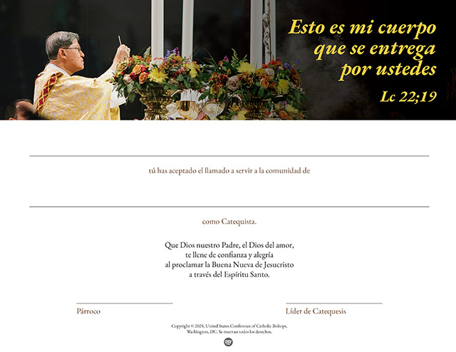 Catechetical Sunday 2025 Certificate, Spanish
