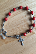 Red Rose Rosary Bracelet